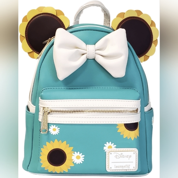 Loungefly: Minnie Sunflower Mini Backpack, Teal - Picture 1 of 10